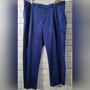 Trust Mens Blue Faux Suede Like Dress Pant Flat Front Straight Leg Fall Winter W
